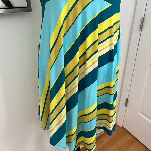 NWT Wild Fable Teal & Yellow Striped Halter A-Line Dress Handkerchief Hem XL - Picture 7 of 14